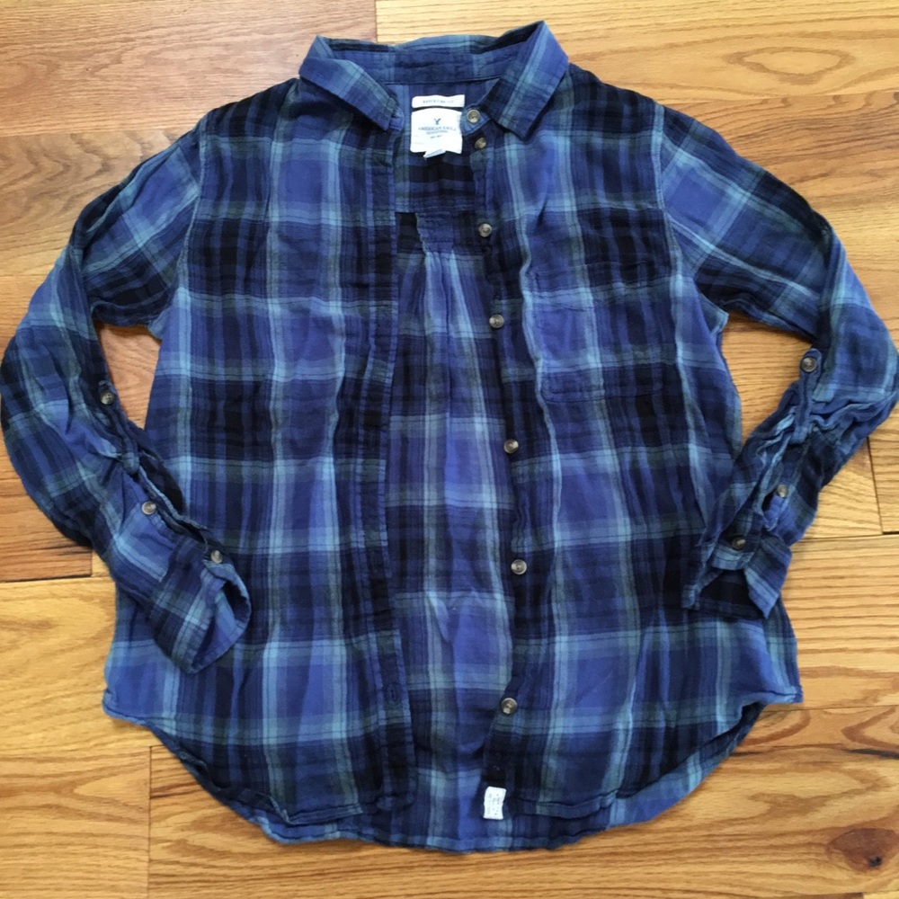 AMERICAN EAGLE Blue Boyfriend Shirt